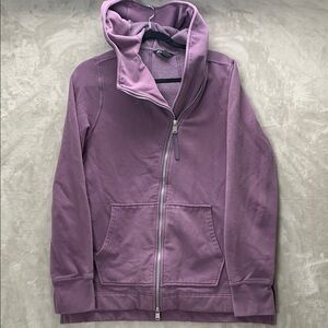 ATHLETA | LARGE WOMENS | RETROPLUSH SWEATSHIRT ZIP HOODIE PURPLE ATHLETA